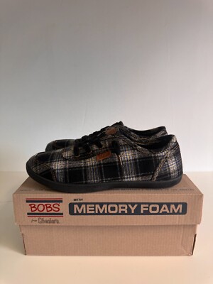 Damenschuhe Bobs süße karierte Prinzessin 113279/BKMT schwarz/schwarz Größe UK 3 bis 8