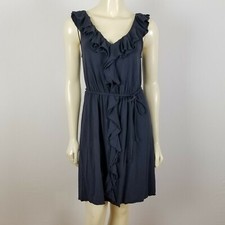 J Crew elastic waist ruffled dark gray sleeveless dress M