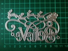 Christmas Metal Die Cutter Believe Sentiment, Santa Sleigh,Reindeer Cutting Die