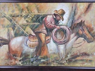 ART - Large Vintage Original Signed H. Long Oil Painting 41.5x29.5