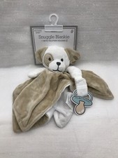Modern Baby Snuggle Blankie PUPPY DOG w Pacifier Holder Security Blanket Lovey