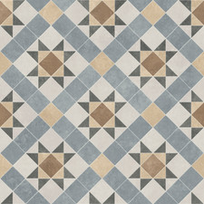 Lino Flooring Roll Victorian Kitchen Tiles Grey Brown Vintage Foam Sheet Vinyl
