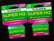FUJIFILM Super HQ 200 35mm 12 and 24 Exposure COLOR Rolls Exp. 2003