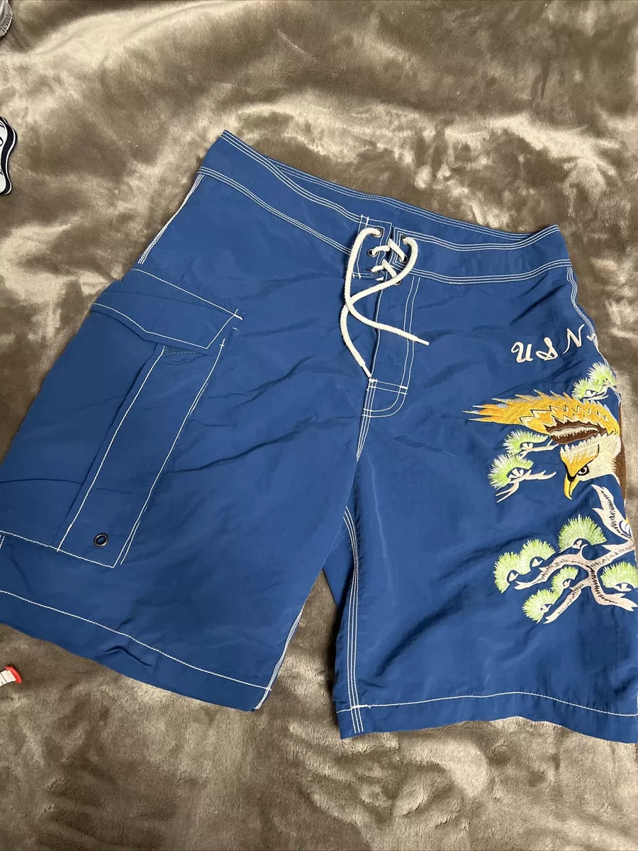 Vtg Polo Ralph Lauren 90s Swim Trunks Shorts USN-RL Eagle 30 Stadium P Wing  Bear