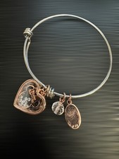 Disney Minnie ROSE GOLD TONE LOVE CHARM SLIDE BRACELET CRYSTALS