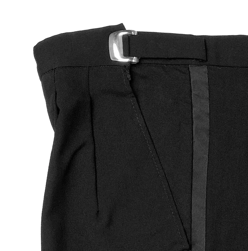 Men's Retro Vintage Black Tuxedo Pants Satin Stripe Tapered Leg 30-32  Regular