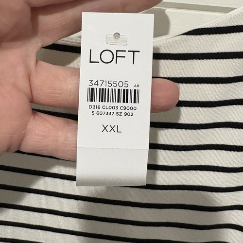 Ann Taylor LOFT | Dress Maxi Black White Striped Sleeveless Stretch NWT Size XXL - Picture 8 of 10
