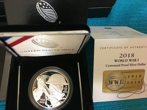 2018 GUERRA MONDIALE I CENTENARIO COMMEMORATIVO DOLLARO D'ARGENTO PROVA da US NUOVO DI ZECCA. GEM! - Foto 2 di 6