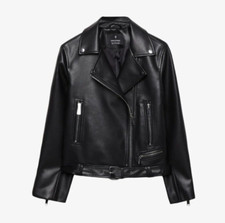 Oversize-Kunstlederjacke im Bikerlook Neu mit Etikett xs/34/6 - Stradivarius