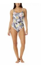 Hurley Ladies' One-piece Swimsuit, White Floral XXL UPF 50