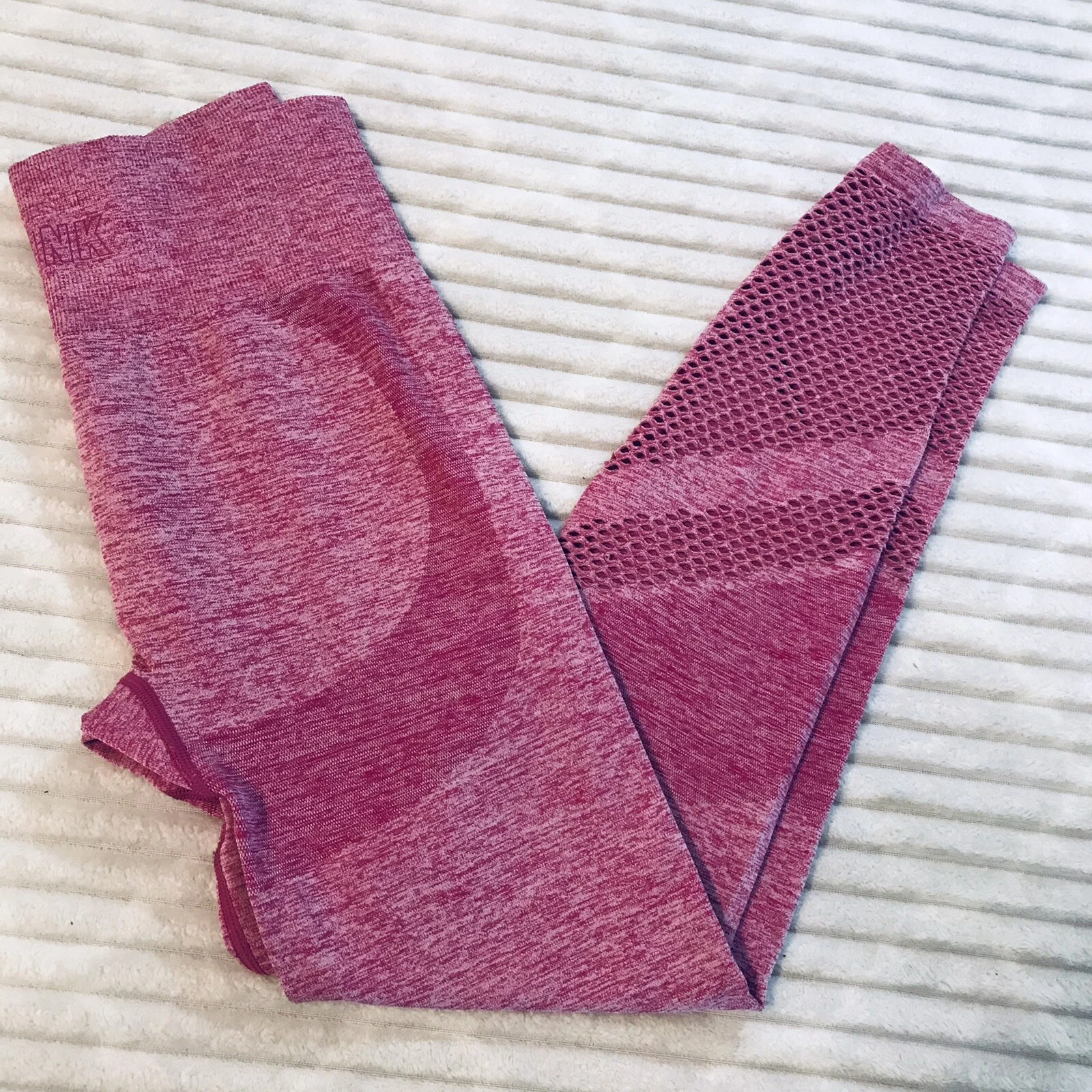 victoria-secret-vs seamless hot pink perforated high rise compression leggings