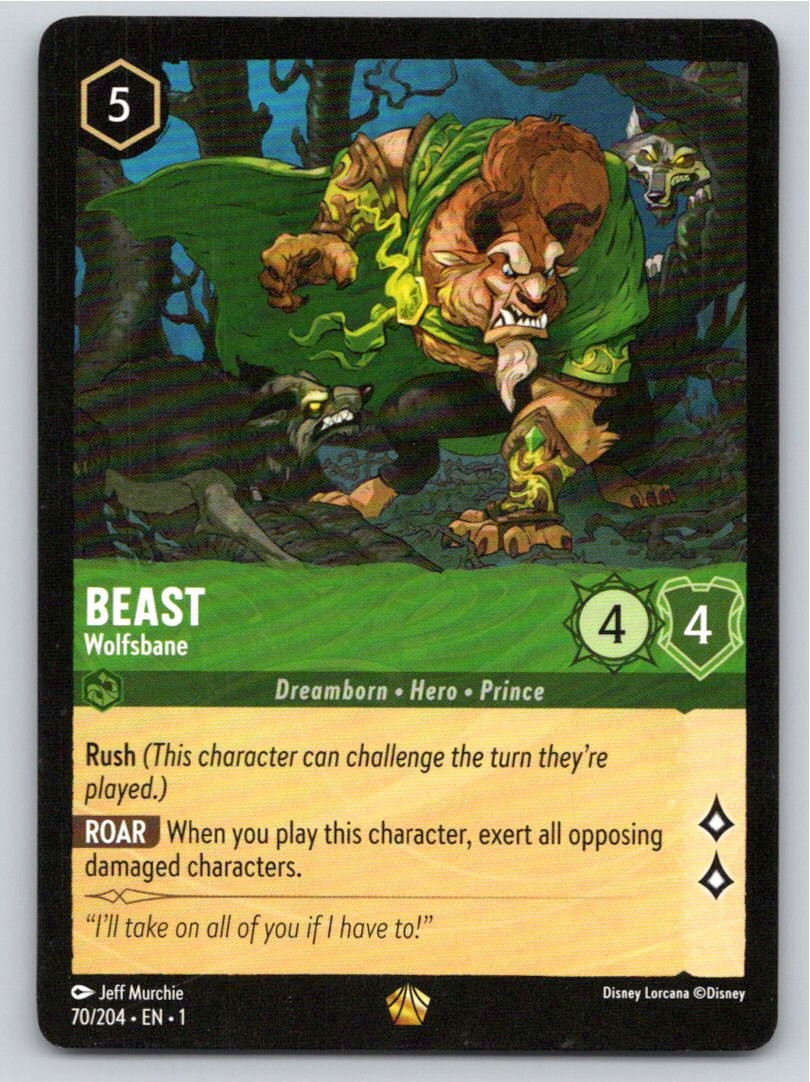 LORCANA BEAST - WOLFSBANE THE FIRST CHAPTER 70/204 LEGENDARY NM A54254 FREE S&H