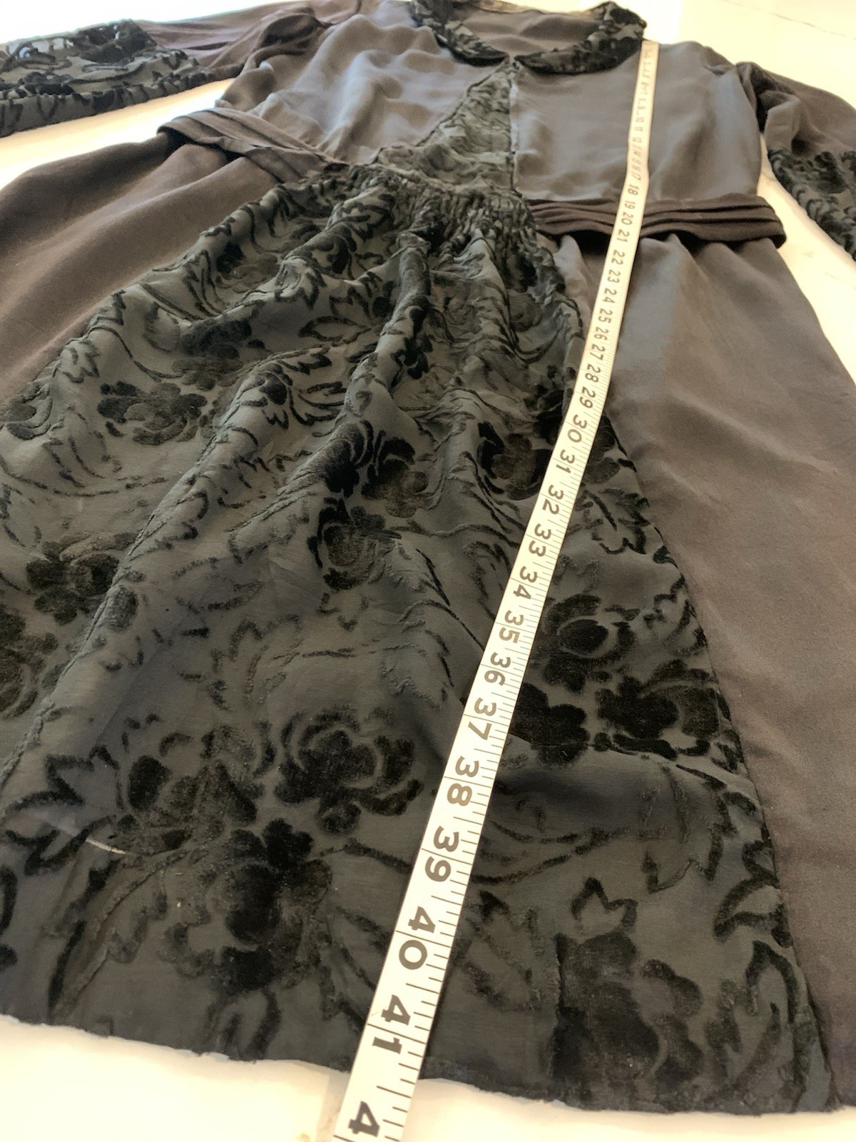 Edwardian style 1940’s Black Silk Mourning Dress Size Medium NO Tags Minor Flaw