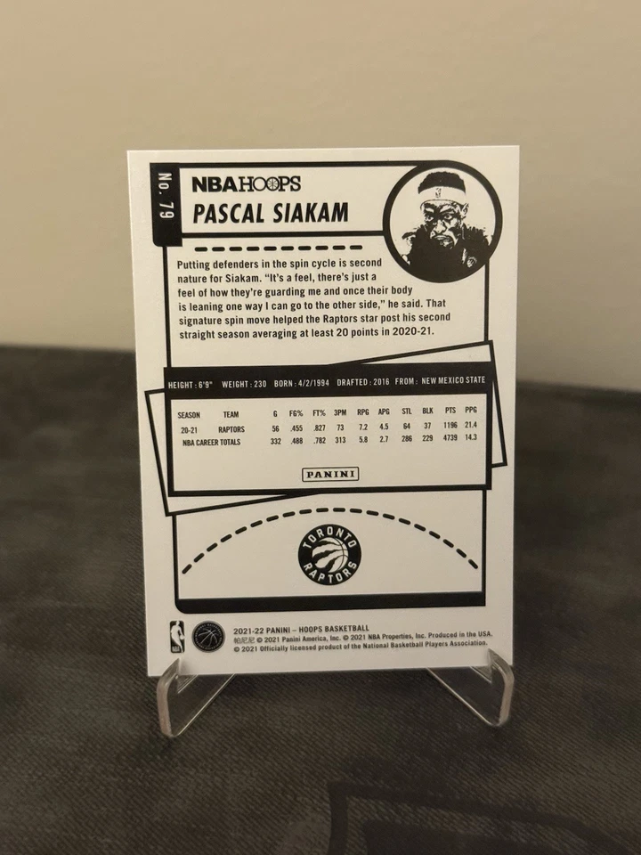 2021-22 NBA Hoops Pascal Siakam Purple #79 Toronto Raptors - Image 2 of 2