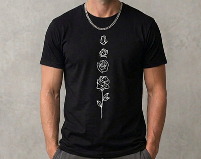 Minimalist Rose Bloom T-Shirt - Floral Line Art Tee - Aesthetic Rose Graphic
