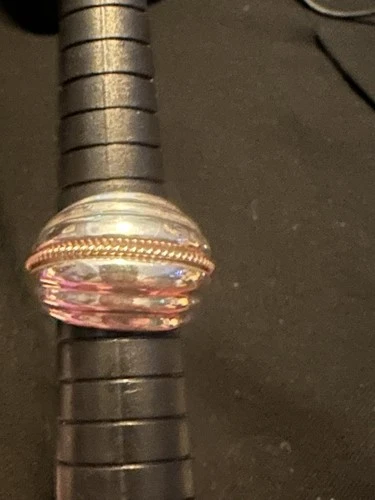 14K GOLD & 925 Silver  Vintage Big Solid Dome Ring Sz 6.5