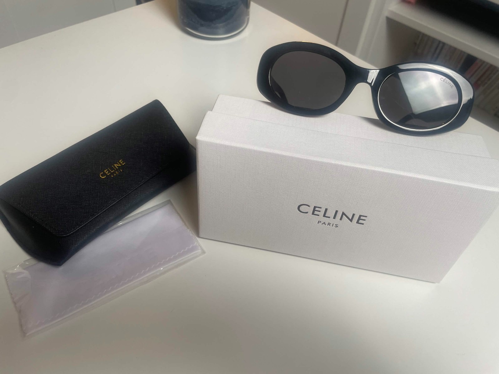 Celine Triomphe Black Sunglasses Grey Lenses Excellent Condition