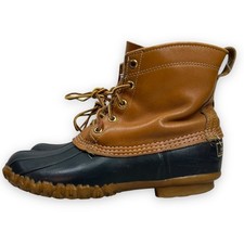 VTG LL Bean Boots Mens 9 LM Leather Blue Rubber Made USA Duck Hunting Shoes