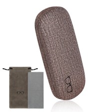 Hard Shell Glasses Case, PU leather Eyeglass Case Comes with a Pouch Cleani...