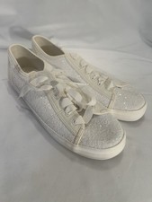 Keds x Kate Spade Champion Glitter Cream Sneakers Sz 10 Ribbon Laces Bridal NEW