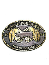 Vintage 1991 WOLRD PORK EXPO DES MOINES, IOWA Limited Edition Belt Buckle 1400N