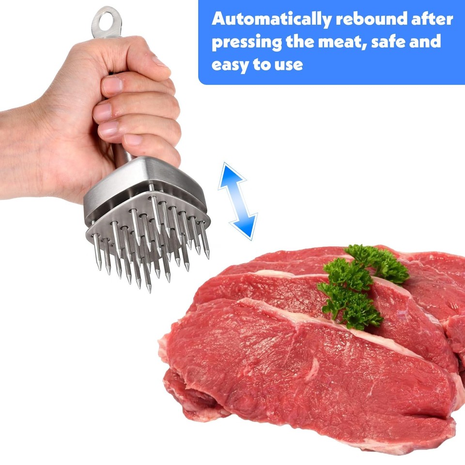 304 Stainless Steel Meat Tenderizer Tool - Needle Meat Hammer For Steak, Chicken & Pork - View #11