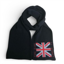 Pepe Jeans Kids Boys Knitted Union Jack Neck Scarf Warm Scarves Black Small NEW