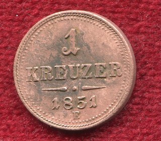 Austria Transylvania 1 Kreuzer 1851 "E" rare copper coin natural patina