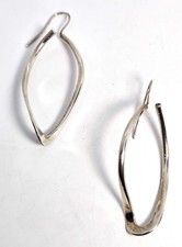 Modernist hoop thick hoop retro vintage sterling silver earrings