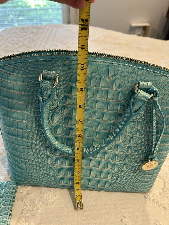 NUEVO CON ETIQUETAS Cartera Brahmin Duxbury Azul Polvoriento Melbourne Cuero Genuino Cartera a Juego Foto 2 de 4