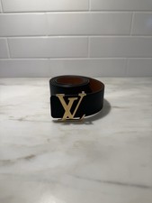 Louis Vuitton LV Initiales 40MM Reversible Belt Black Taurillon Leather Size 95