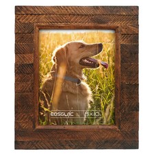 Wooden Picture Frame 8x10 inch, Wood Plank Design with Rustic Brown Finish, W...