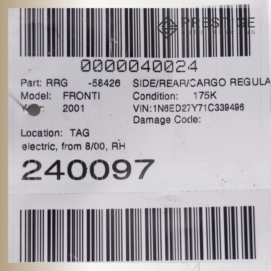 2000-2004 NISSAN FRONTIER Door Window Regulator w/ Motor Rear Right 82720-2S710 - Изображение 4 из 4