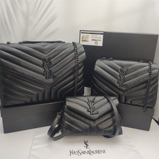 SAINT LAURENT YSL CASSANDRE MATEELASSE Leather black label Logo Bag-Medium-Size