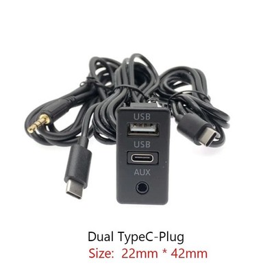 Dual Type-C to USB+Type-C+RCA Audio Input AUX Port Panel Extension Cable Adapter