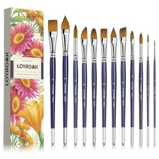 Synthetic Sable Blend Nature Hair Watercolor Brushes-12pcs Paint Brush Set- R...
