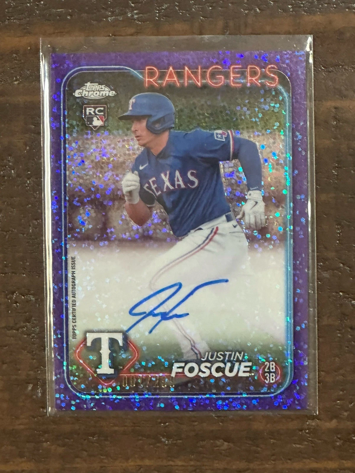 2024 Topps Chrome Rookie Auto Purple Speckle Refractor RA-JF Justin Foscue /299