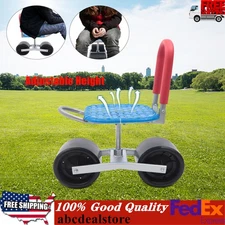 Garden Cart Rolling Work Seat Adjustable Height Stool Planting Picking Weeding