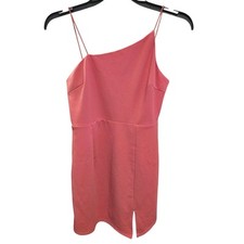 Lulus pink asymmetrical neckline bodycon mini dress Slit One Side, size Medium 