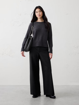 Banana Republic BLACK Wide Leg High Rise Ponte Pant-Size XXS Petite-NWOT