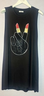 Lauren Moshi Finger Lipstick Crystal Embellished Dress Sz M Peace
