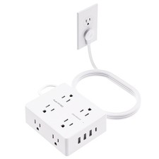 Surge Protector Power Strip 10 ft Cord, Ultra Thin Flat Plug Extension Cord, ...