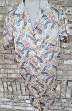 VINTAGE 80S/90S SZ L BUST 46" SZ L POLY SATIN S/S SLEEP SHIRT LOUNGING