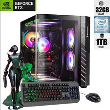ARGB Gaming Desktop i7 RTX3060 Ti Computer PC 32GB RAM 1TB SSD Windows11 Wifi6