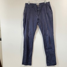 Taylor Stitch Slim Chino Pants Mens 34 Navy Blue Organic Cotton Stretch Trousers