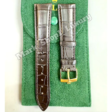 ROLEX Genuine Crocodile Leather Band 20x16mm Coffee Brown Gold Buckle