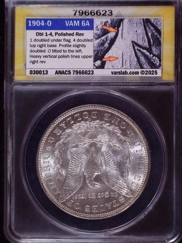 1904 O Morgan $ ANACS MS62 & VSS Cert VAM 6A (Dbl'd DATE+) See Pics & VAM Info