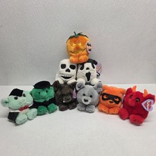 Vintage Lot of 9 Swibco Puffkins Halloween Plush with Tags Skully Screech