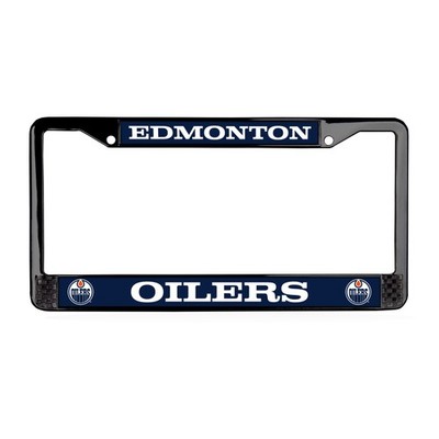 Edmonton Oilers NHL 3D Polyurethane 2-Hole Black Metal License Plate Frame