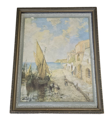 Antique George Herbert McCord Seaside Maritime Scene Framed Artist Signed 1908